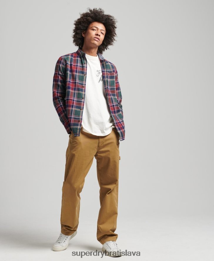 Superdry muži Vintage drevorubačská košeľa z organickej bavlny 6B4ZTR160 oblečenie zelená