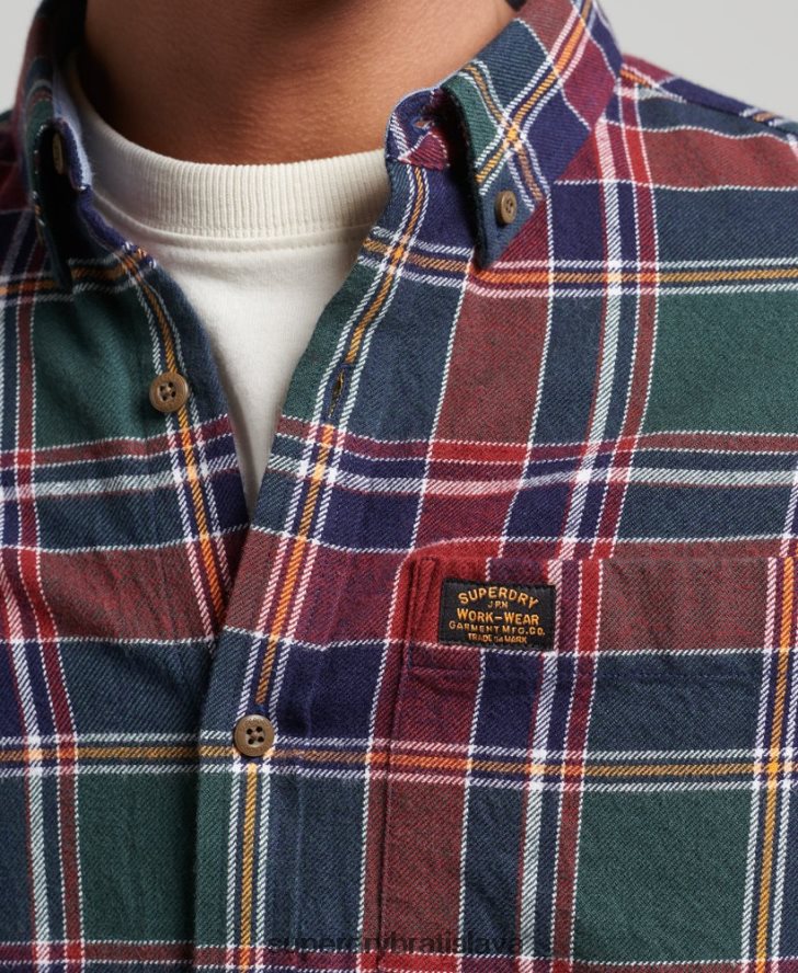 Superdry muži Vintage drevorubačská košeľa z organickej bavlny 6B4ZTR160 oblečenie zelená