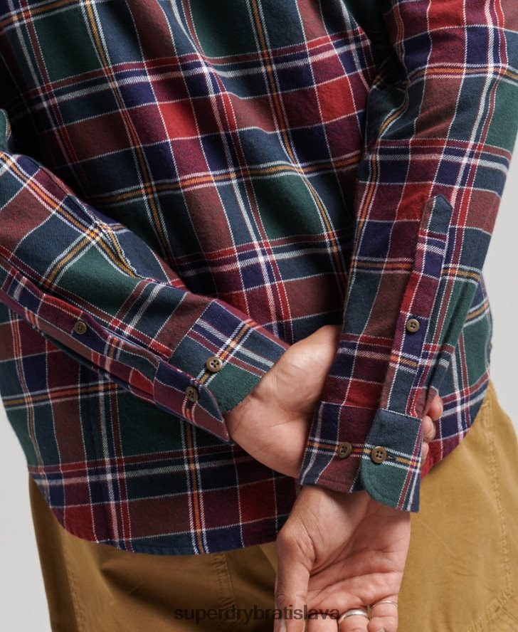 Superdry muži Vintage drevorubačská košeľa z organickej bavlny 6B4ZTR160 oblečenie zelená