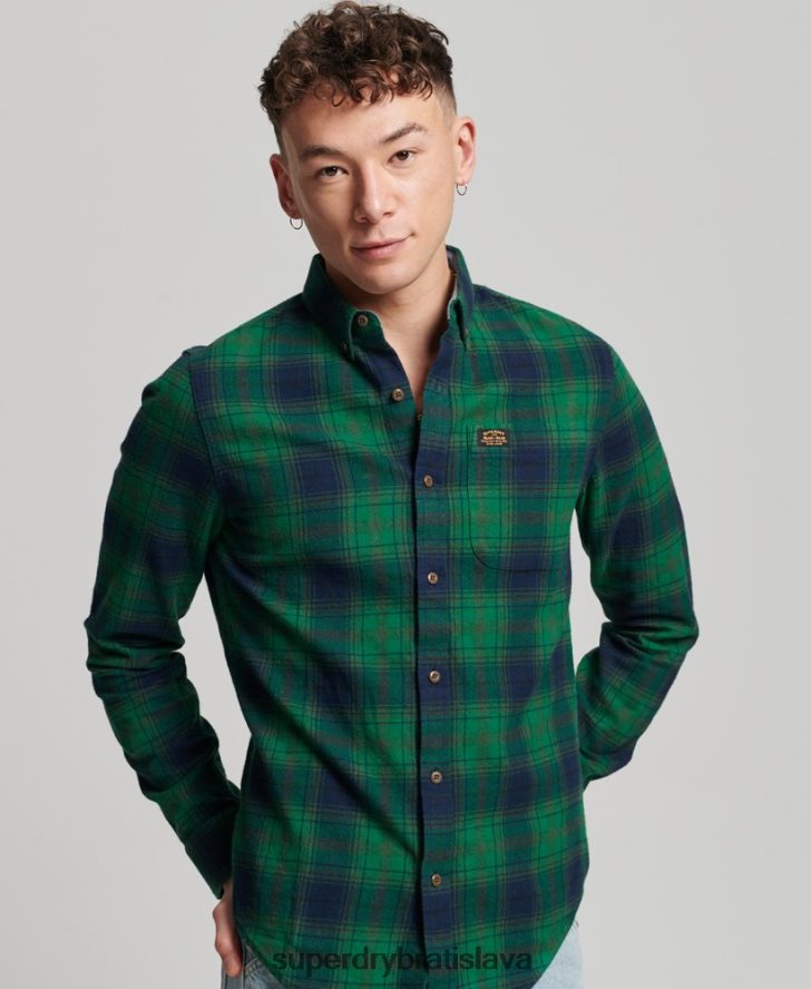 Superdry muži Vintage drevorubačská košeľa z organickej bavlny 6B4ZTR162 oblečenie zelená