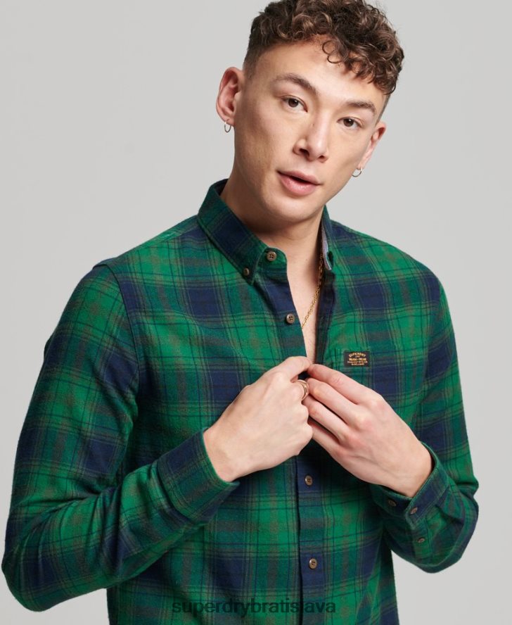 Superdry muži Vintage drevorubačská košeľa z organickej bavlny 6B4ZTR162 oblečenie zelená