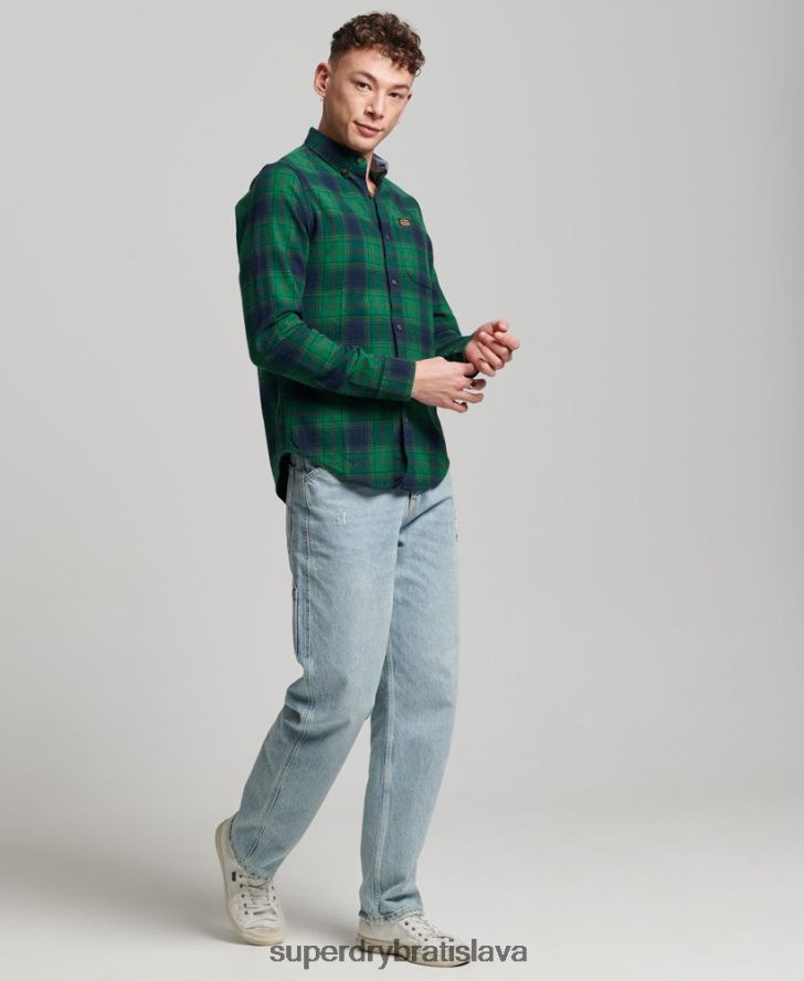 Superdry muži Vintage drevorubačská košeľa z organickej bavlny 6B4ZTR162 oblečenie zelená