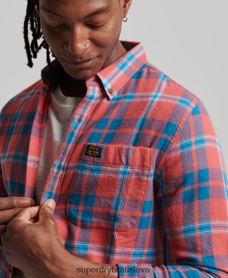 Superdry muži Vintage drevorubačská košeľa z organickej bavlny 6B4ZTR176 oblečenie červená