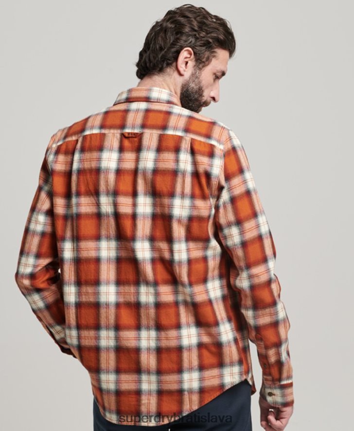 Superdry muži Vintage drevorubačská košeľa z organickej bavlny 6B4ZTR187 oblečenie oranžová