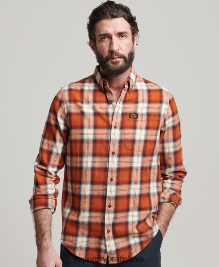 Superdry muži Vintage drevorubačská košeľa z organickej bavlny 6B4ZTR187 oblečenie oranžová