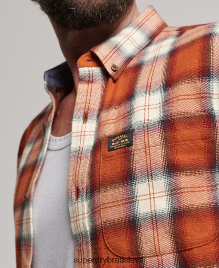 Superdry muži Vintage drevorubačská košeľa z organickej bavlny 6B4ZTR187 oblečenie oranžová