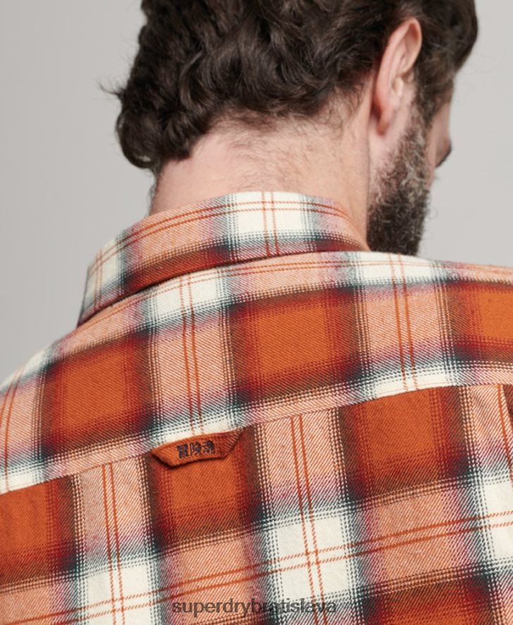 Superdry muži Vintage drevorubačská košeľa z organickej bavlny 6B4ZTR187 oblečenie oranžová