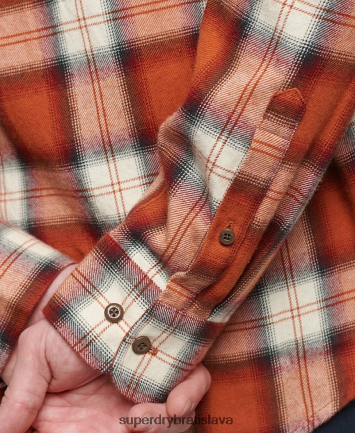 Superdry muži Vintage drevorubačská košeľa z organickej bavlny 6B4ZTR187 oblečenie oranžová