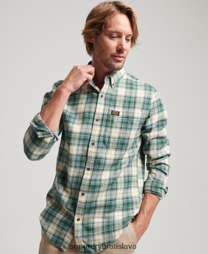 Superdry muži Vintage drevorubačská košeľa z organickej bavlny 6B4ZTR190 oblečenie zelená