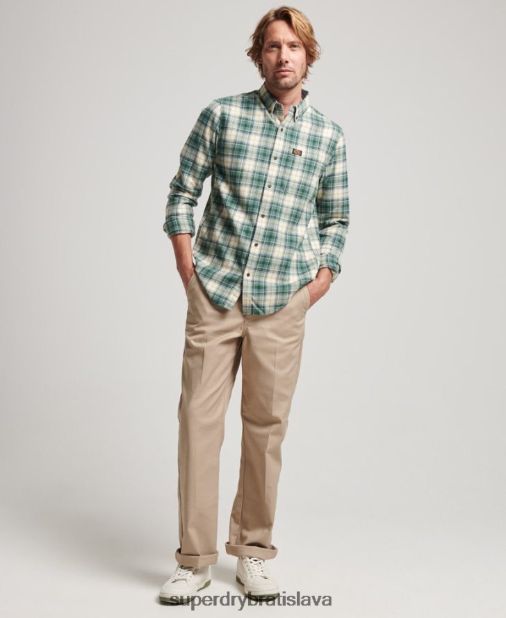 Superdry muži Vintage drevorubačská košeľa z organickej bavlny 6B4ZTR190 oblečenie zelená