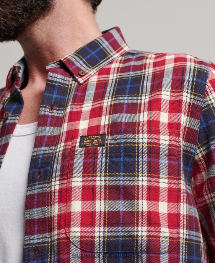 Superdry muži Vintage drevorubačská košeľa z organickej bavlny 6B4ZTR204 oblečenie červená