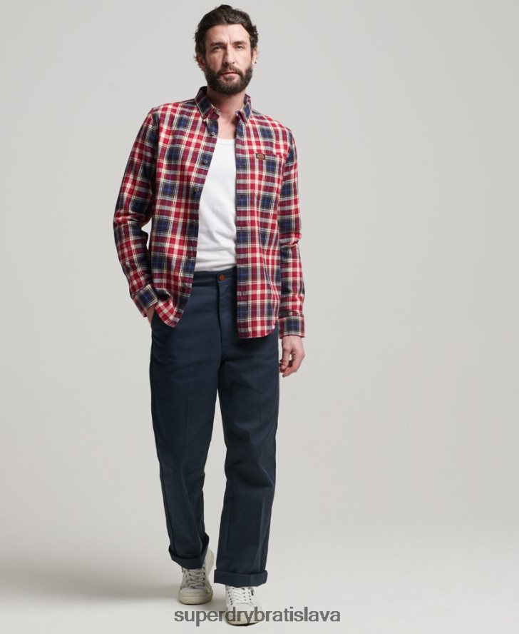 Superdry muži Vintage drevorubačská košeľa z organickej bavlny 6B4ZTR204 oblečenie červená