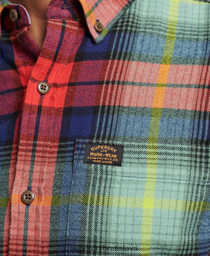 Superdry muži Vintage drevorubačská košeľa z organickej bavlny 6B4ZTR205 oblečenie zelená