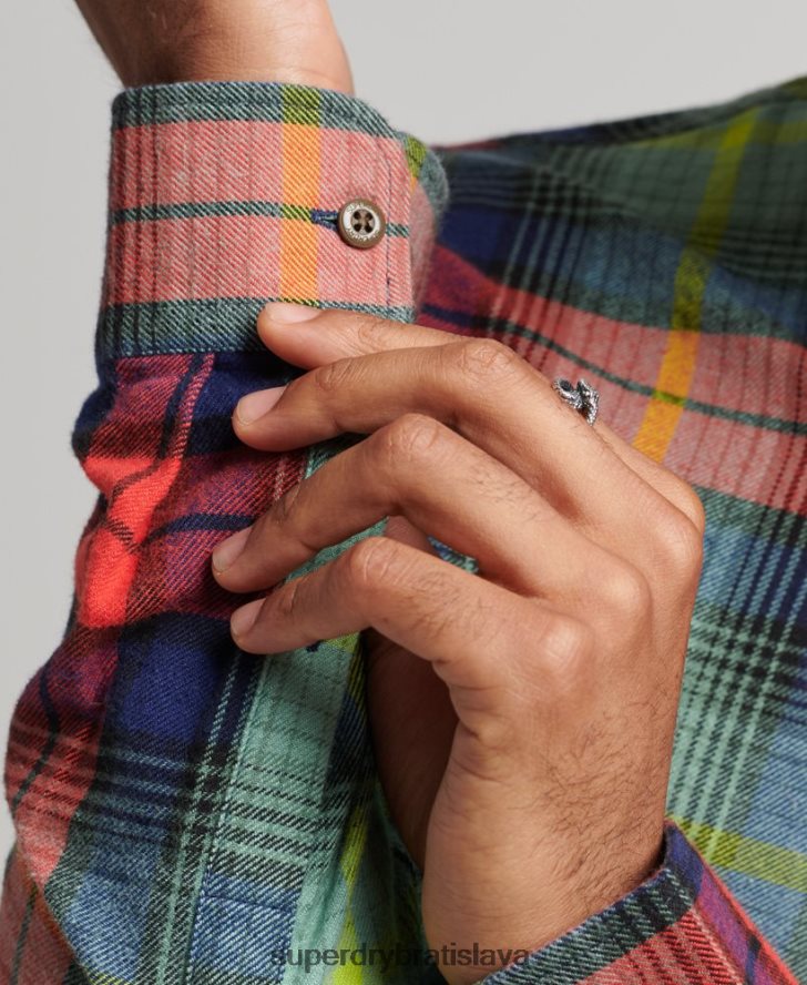 Superdry muži Vintage drevorubačská košeľa z organickej bavlny 6B4ZTR205 oblečenie zelená