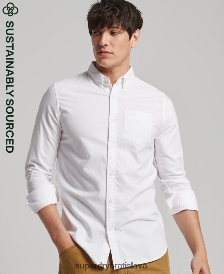 Superdry muži Vintage oxfordská košeľa z organickej bavlny 6B4ZTR212 oblečenie biely