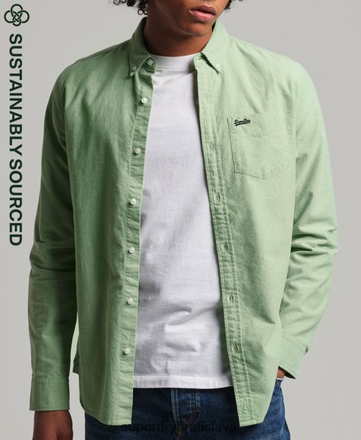 Superdry muži Vintage oxfordská košeľa z organickej bavlny 6B4ZTR6473 oblečenie zelená