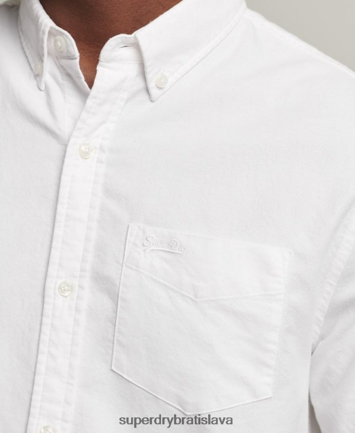 Superdry muži Vintage oxfordské tričko s krátkym rukávom z organickej bavlny 6B4ZTR233 oblečenie biely