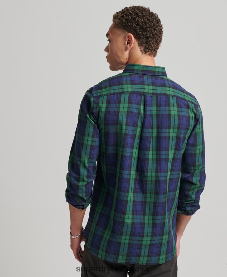 Superdry muži bavlnená károvaná obchodná košeľa 6B4ZTR159 oblečenie zelená