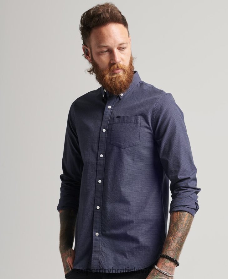 Superdry muži bavlnená mikro košeľa 6B4ZTR178 oblečenie námorníctvo