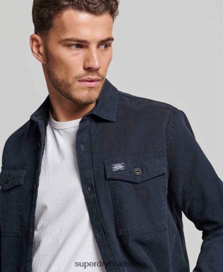 Superdry muži borgská podšitá mlynárska košeľa 6B4ZTR143 oblečenie námorníctvo