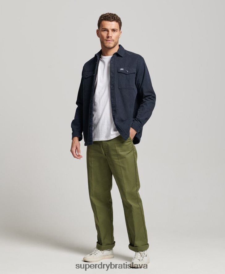 Superdry muži borgská podšitá mlynárska košeľa 6B4ZTR143 oblečenie námorníctvo