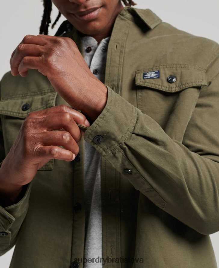 Superdry muži borgská podšitá mlynárska košeľa 6B4ZTR163 oblečenie zelená