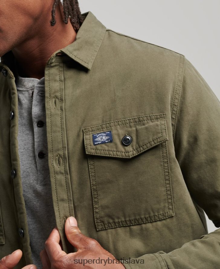 Superdry muži borgská podšitá mlynárska košeľa 6B4ZTR163 oblečenie zelená