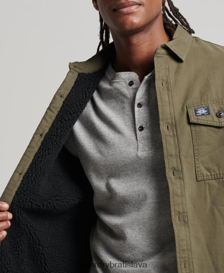 Superdry muži borgská podšitá mlynárska košeľa 6B4ZTR163 oblečenie zelená