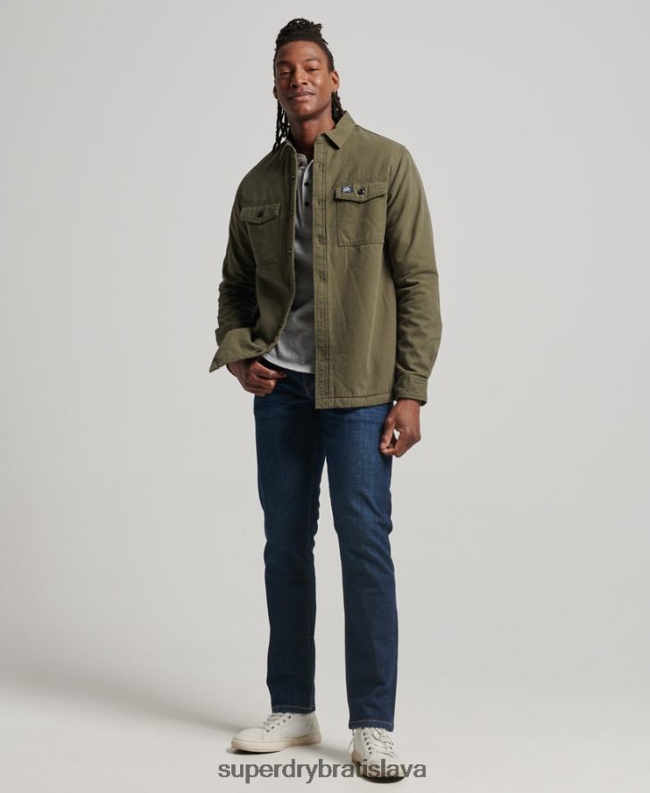 Superdry muži borgská podšitá mlynárska košeľa 6B4ZTR163 oblečenie zelená