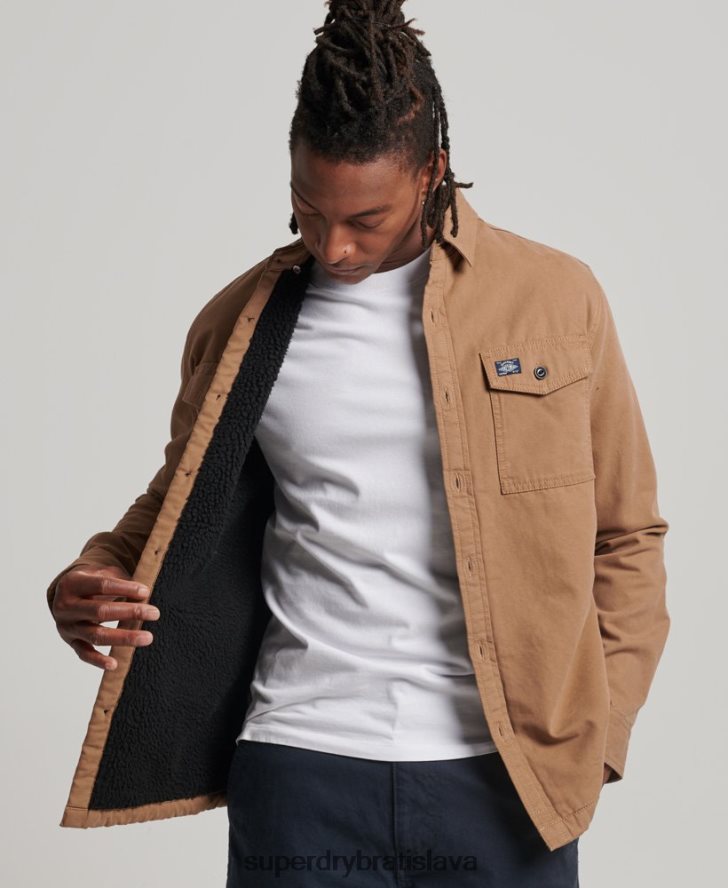 Superdry muži borgská podšitá mlynárska košeľa 6B4ZTR166 oblečenie hnedá