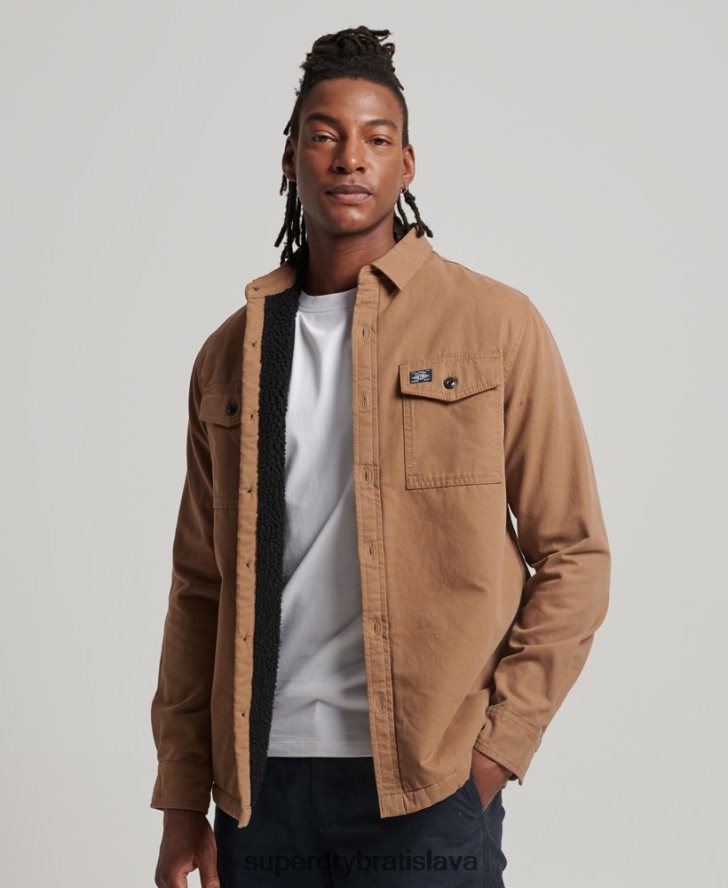 Superdry muži borgská podšitá mlynárska košeľa 6B4ZTR166 oblečenie hnedá