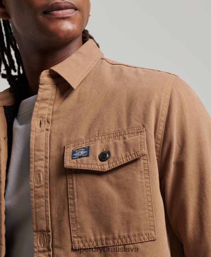 Superdry muži borgská podšitá mlynárska košeľa 6B4ZTR166 oblečenie hnedá