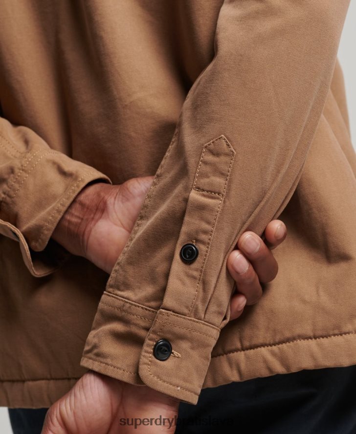 Superdry muži borgská podšitá mlynárska košeľa 6B4ZTR166 oblečenie hnedá