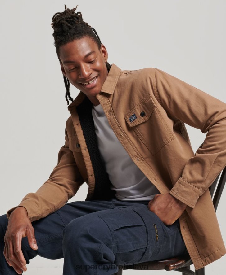 Superdry muži borgská podšitá mlynárska košeľa 6B4ZTR166 oblečenie hnedá