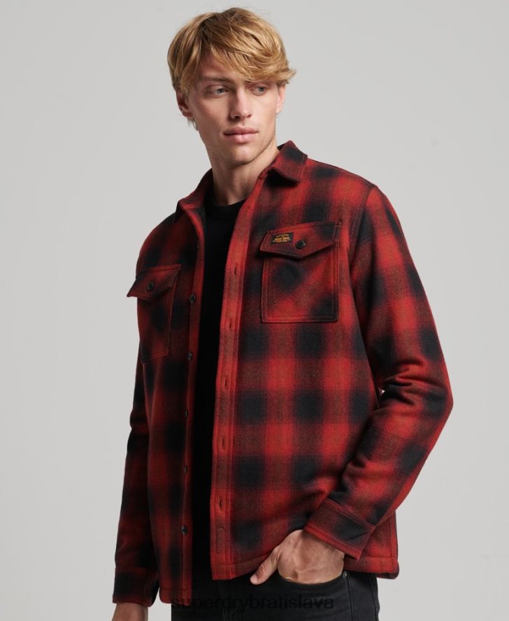 Superdry muži šerpa podšitá mlynárska vlnená košeľa 6B4ZTR155 oblečenie červená