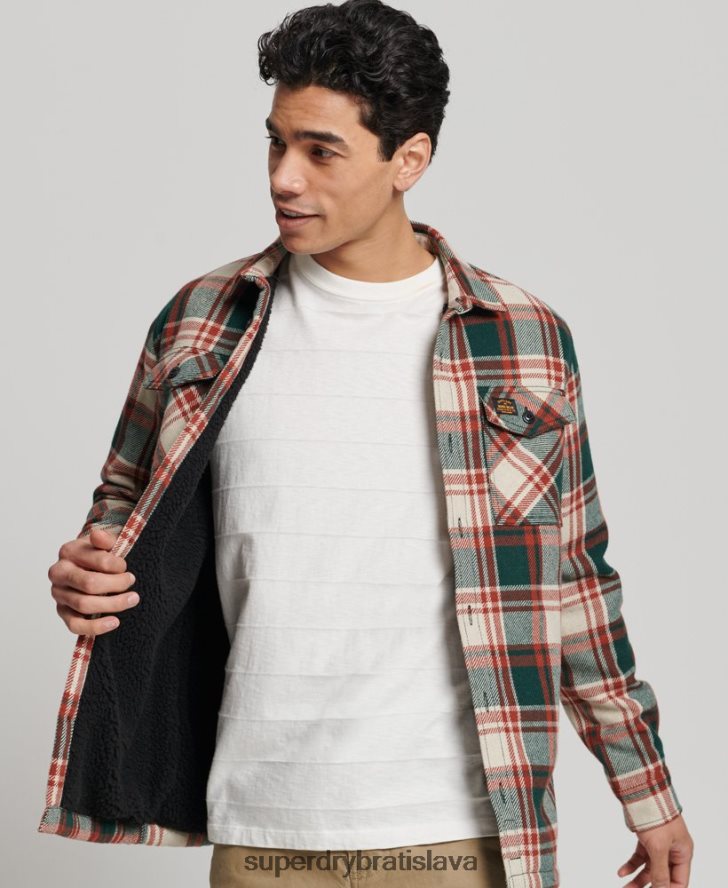 Superdry muži šerpa podšitá mlynárska vlnená košeľa 6B4ZTR173 oblečenie zelená