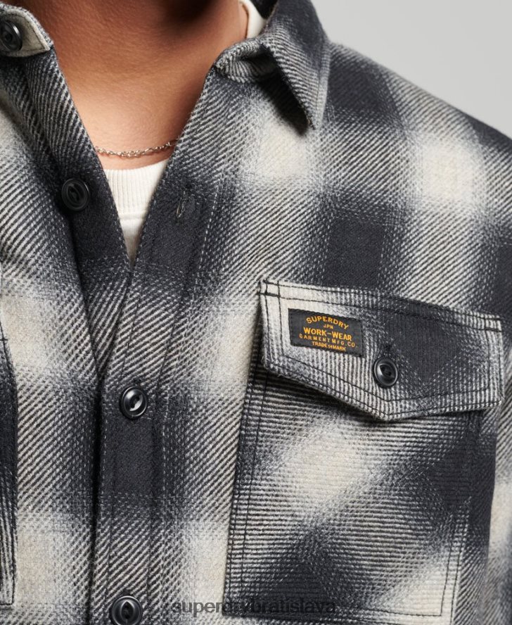 Superdry muži šerpa podšitá mlynárska vlnená košeľa 6B4ZTR174 oblečenie čierna