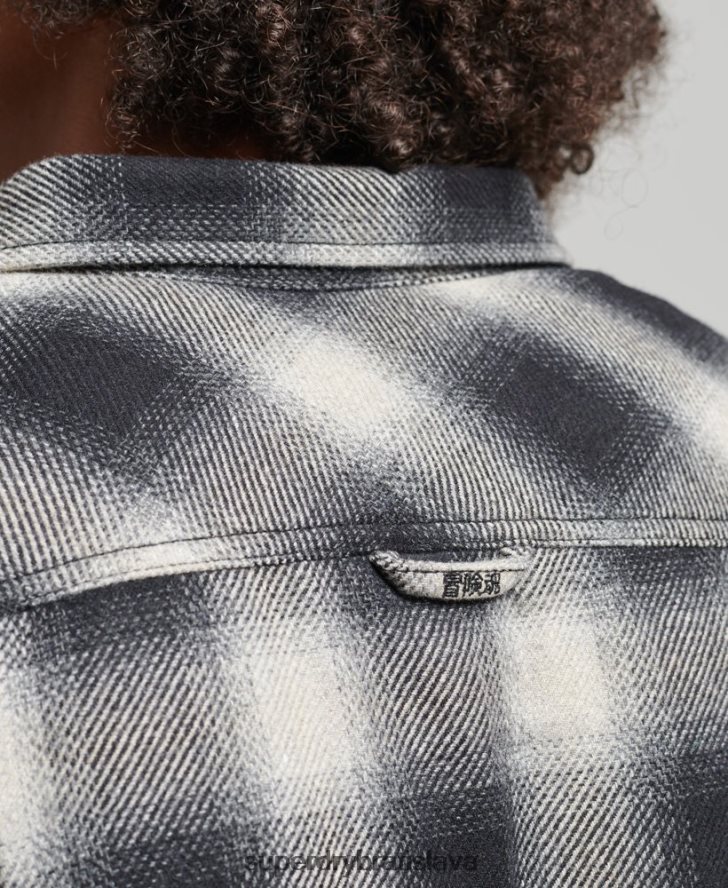 Superdry muži šerpa podšitá mlynárska vlnená košeľa 6B4ZTR174 oblečenie čierna