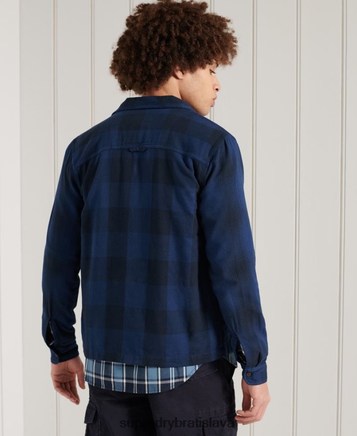 Superdry muži flanelová tielka 6B4ZTR237 oblečenie Modrá