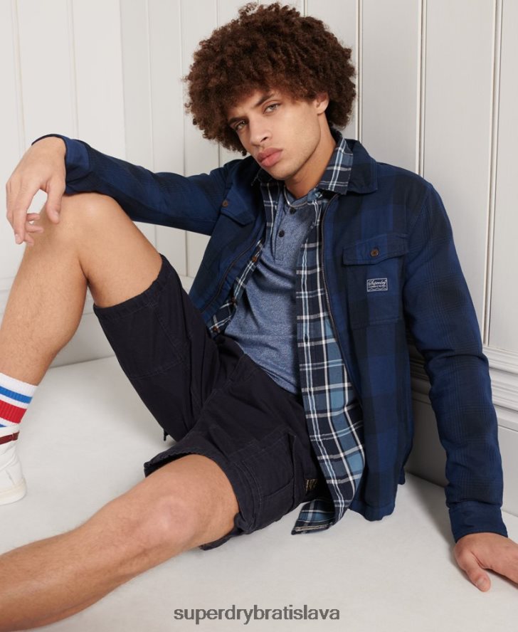 Superdry muži flanelová tielka 6B4ZTR237 oblečenie Modrá