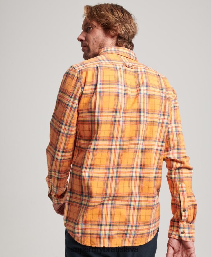 Superdry muži károvaná košeľa pre drevorubačov z organickej bavlny 6B4ZTR193 oblečenie oranžová