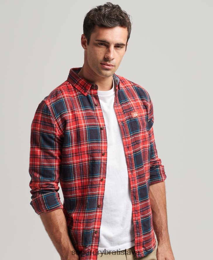 Superdry muži károvaná košeľa pre drevorubačov z organickej bavlny 6B4ZTR206 oblečenie červená