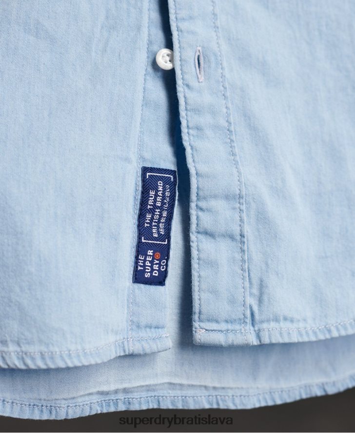 Superdry muži klasická keprová lite košeľa starého otca 6B4ZTR242 oblečenie Modrá