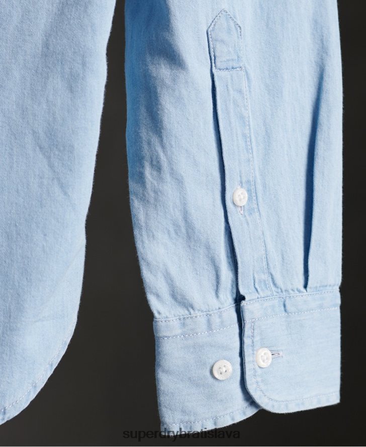 Superdry muži klasická keprová lite košeľa starého otca 6B4ZTR242 oblečenie Modrá