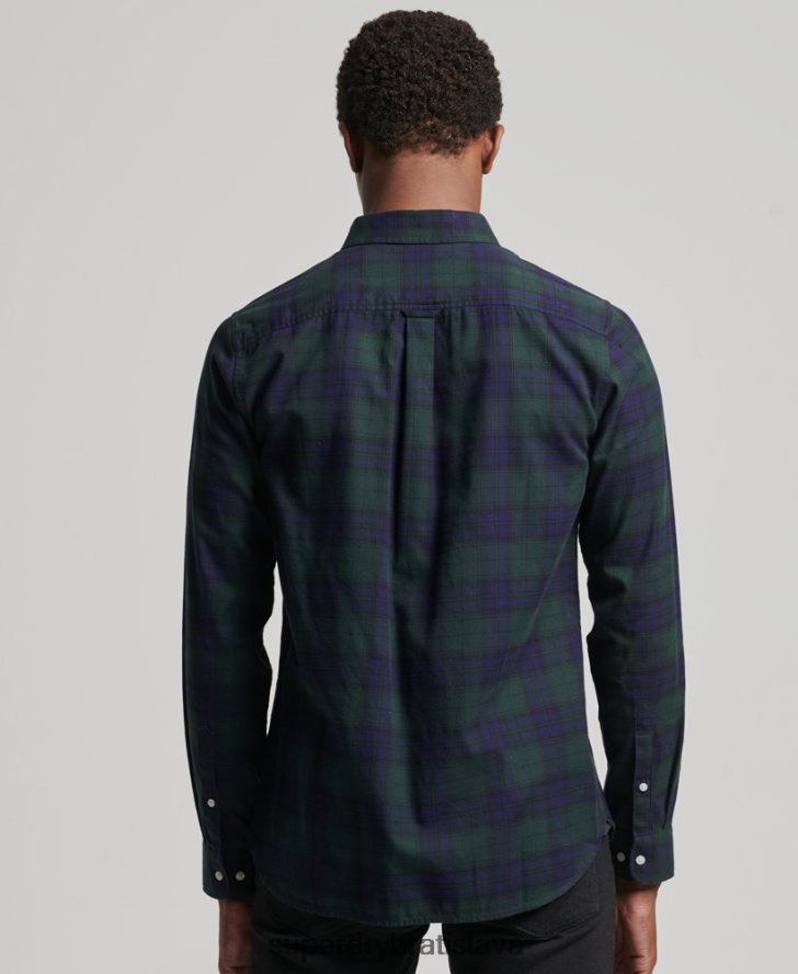 Superdry muži klasická londýnska košeľa na gombíky 6B4ZTR164 oblečenie zelená