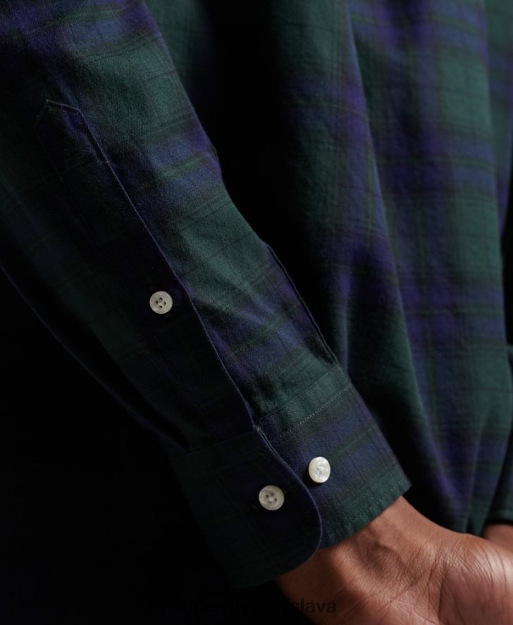 Superdry muži klasická londýnska košeľa na gombíky 6B4ZTR164 oblečenie zelená