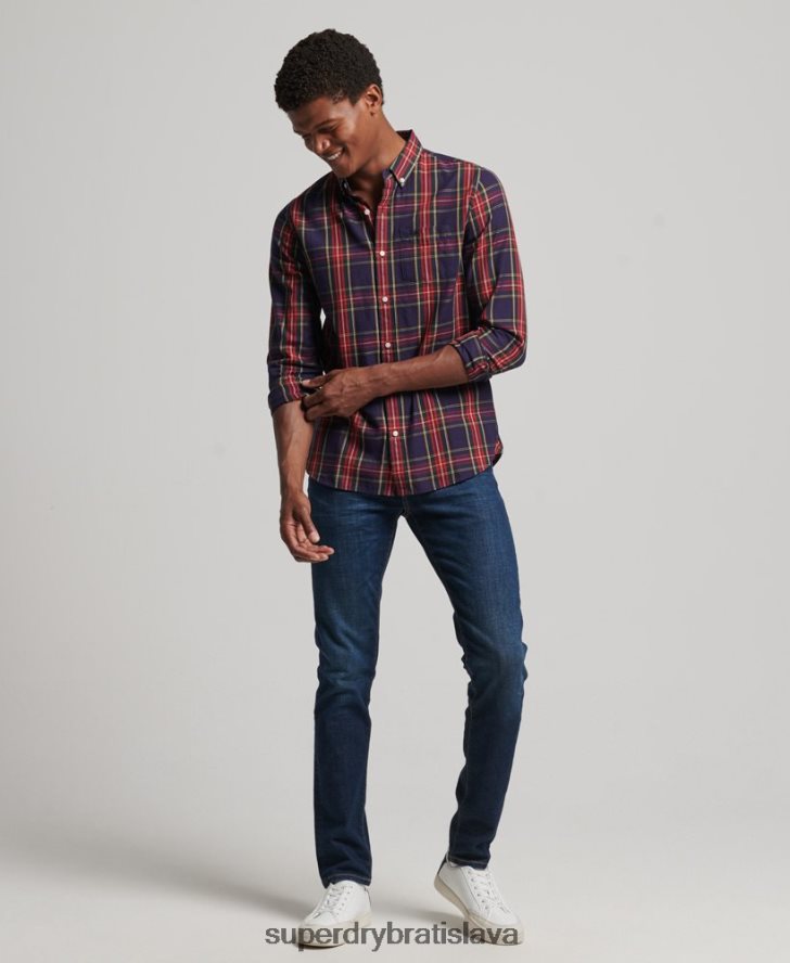 Superdry muži klasická londýnska košeľa na gombíky 6B4ZTR165 oblečenie zelená