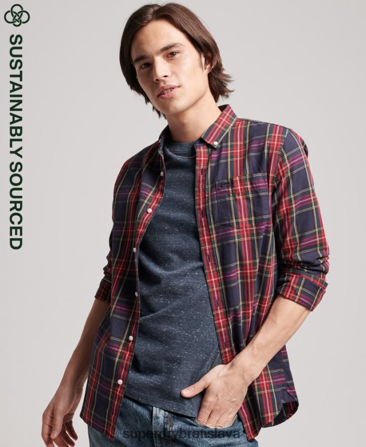 Superdry muži klasická londýnska košeľa na gombíky z organickej bavlny 6B4ZTR203 oblečenie zelená