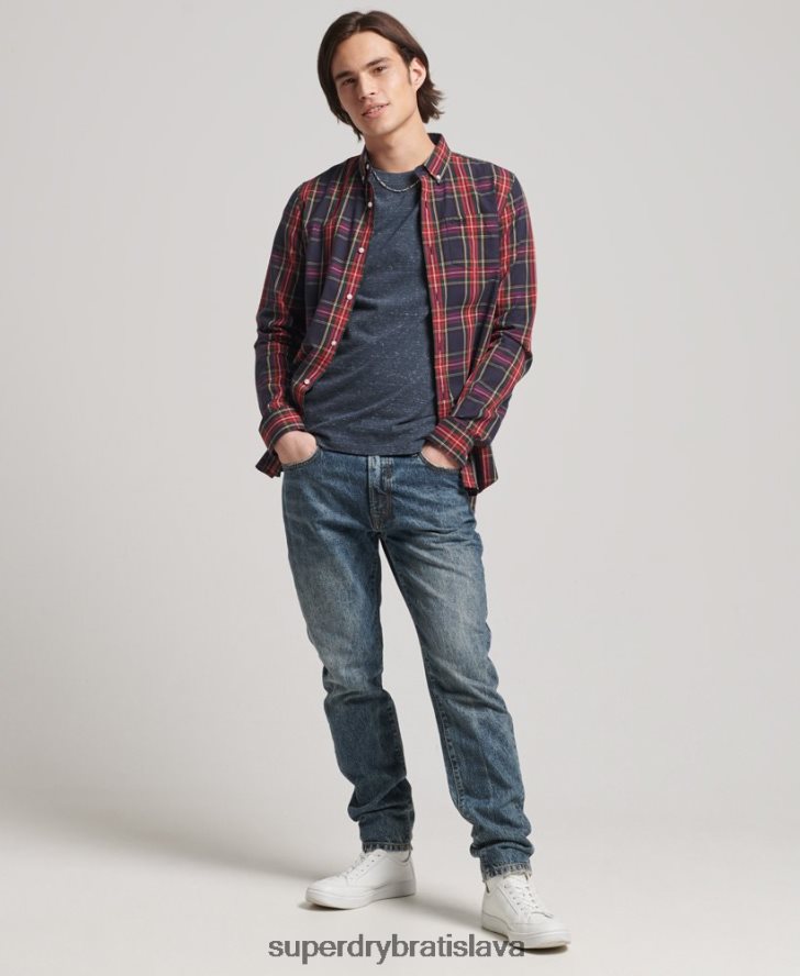 Superdry muži klasická londýnska košeľa na gombíky z organickej bavlny 6B4ZTR203 oblečenie zelená