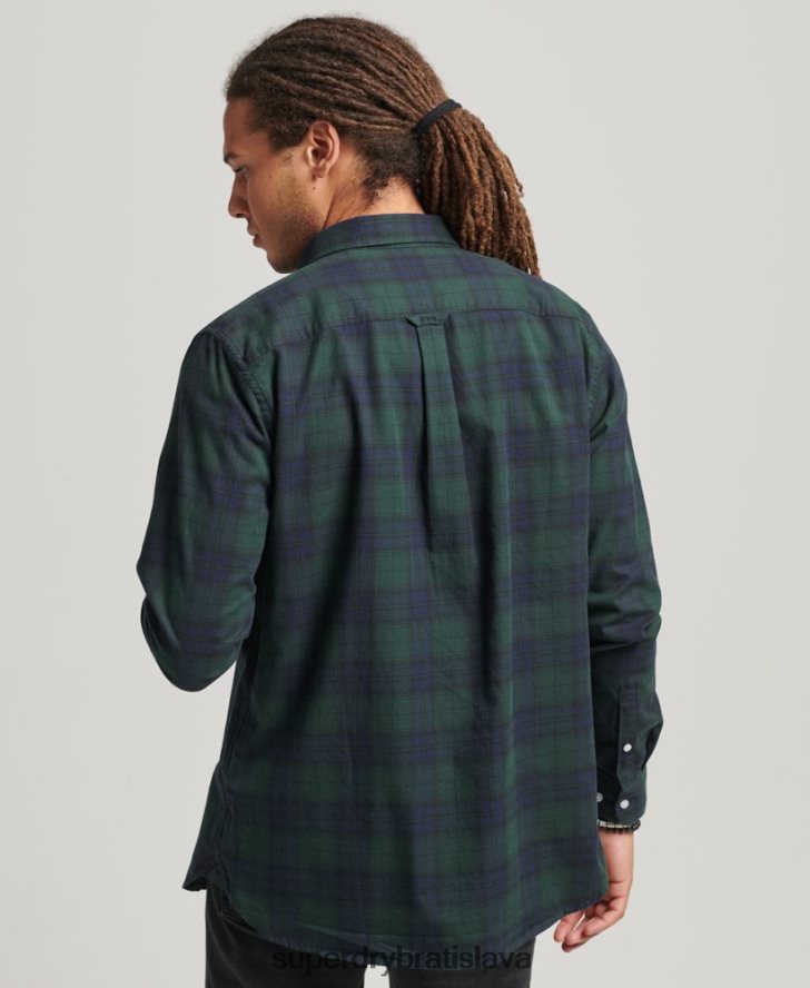 Superdry muži klasická londýnska košeľa na gombíky z organickej bavlny 6B4ZTR215 oblečenie zelená